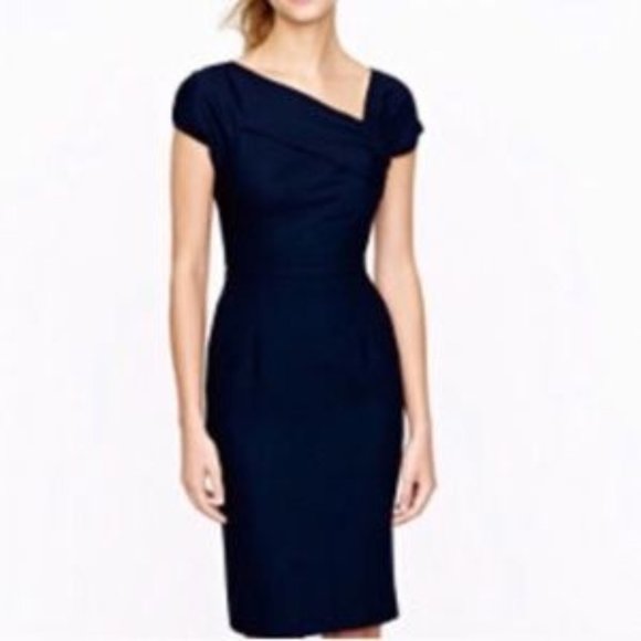 J. Crew Dresses & Skirts - J.Crew Navy Blue Wool Origami Sheath Dress Sz 6